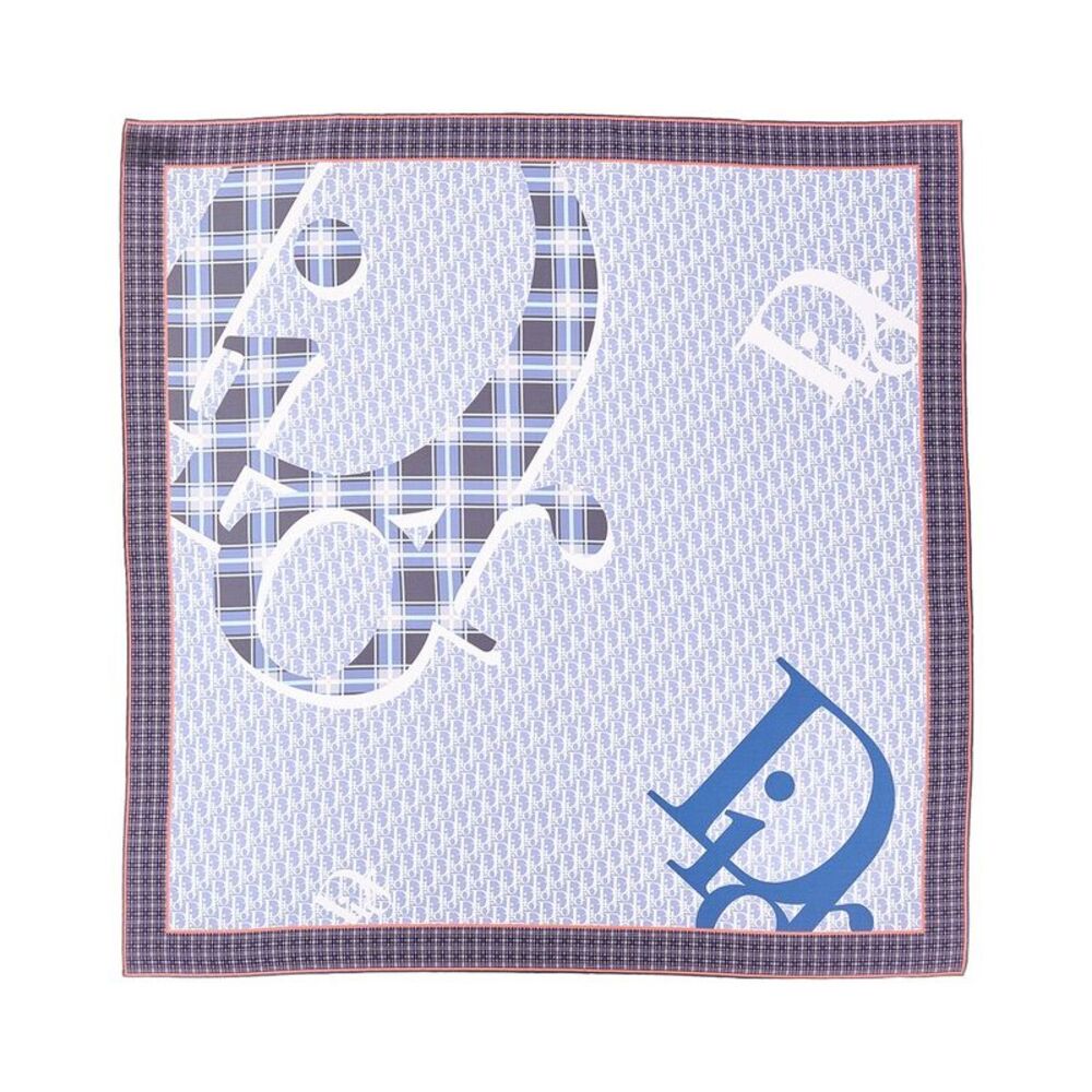 Dior Infini Tartan Silk Scarf, Blue
